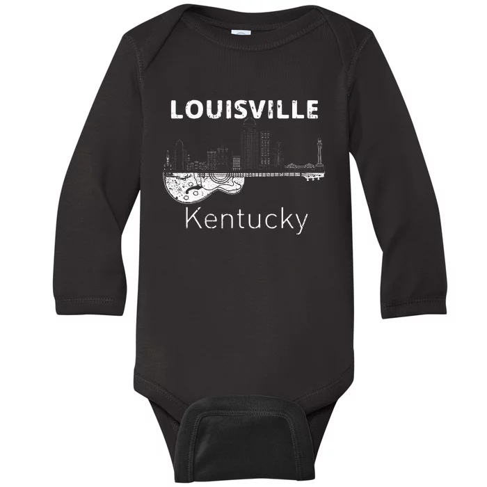 Louisville Souvenir Kentucky Lover Music Guitar Baby Long Sleeve Bodysuit