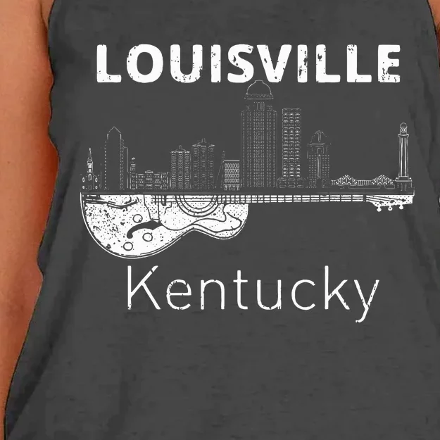 Louisville Souvenir Kentucky Lover Music Guitar Women's Knotted Racerback Tank