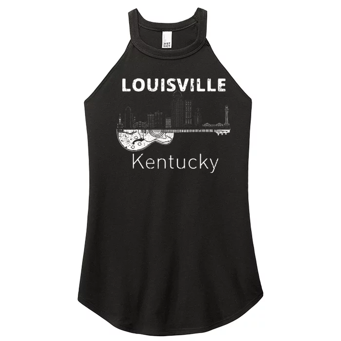 Louisville Souvenir Kentucky Lover Music Guitar Women’s Perfect Tri Rocker Tank