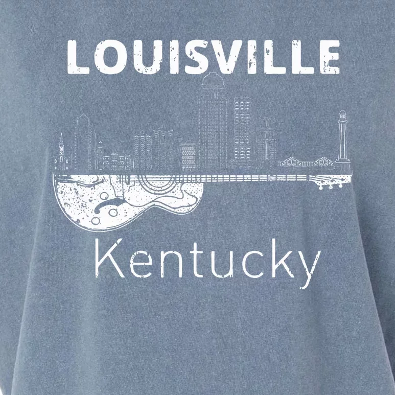 Louisville Souvenir Kentucky Lover Music Guitar Garment-Dyed Women's Muscle Tee