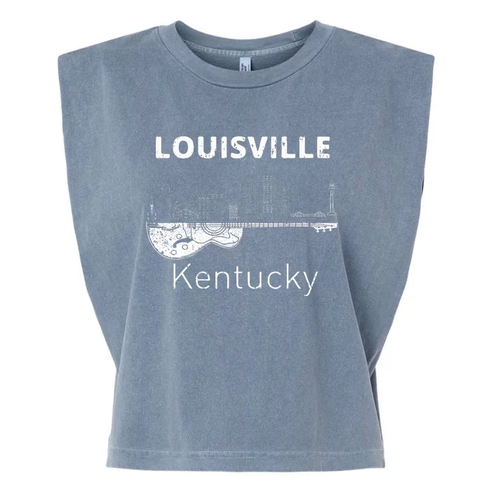 Louisville Souvenir Kentucky Lover Music Guitar Garment-Dyed Women's Muscle Tee