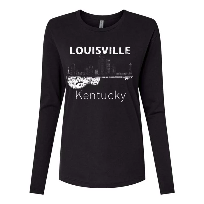 Louisville Souvenir Kentucky Lover Music Guitar Womens Cotton Relaxed Long Sleeve T-Shirt