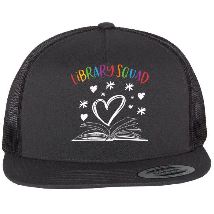 Library Squad Librarian Bookworm Book Lover Flat Bill Trucker Hat