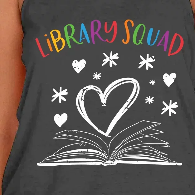 Library Squad Librarian Bookworm Book Lover Women's Knotted Racerback Tank