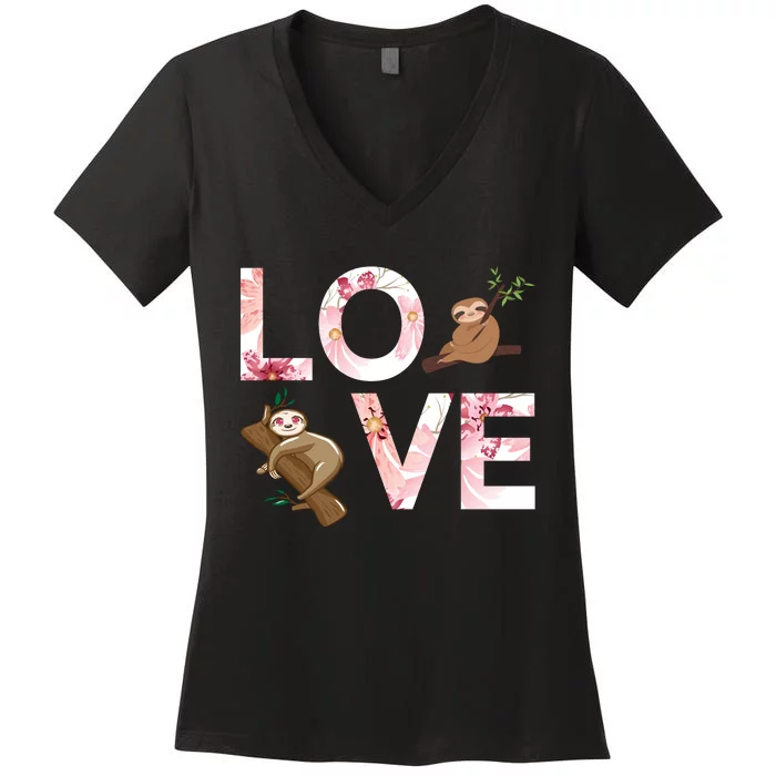 Love Sloth Women's V-Neck T-Shirt