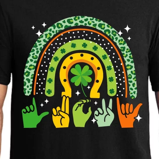 Lucky Sign Language Deaf St PatrickS Day Irish Asl Rainbow Pajama Set