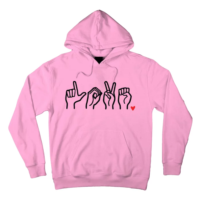 Love Sign Language Heart ASL Valentines Day Hoodie