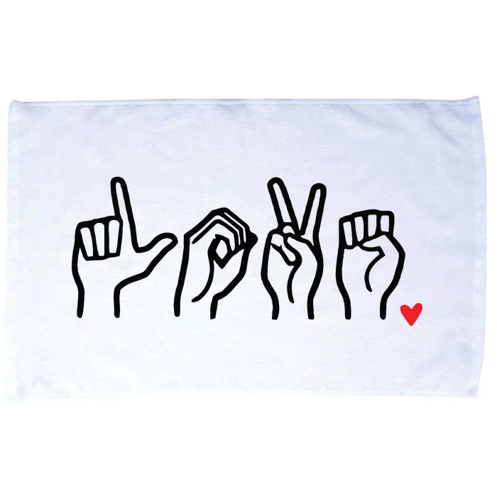 Love Sign Language Heart ASL Valentines Day Microfiber Hand Towel