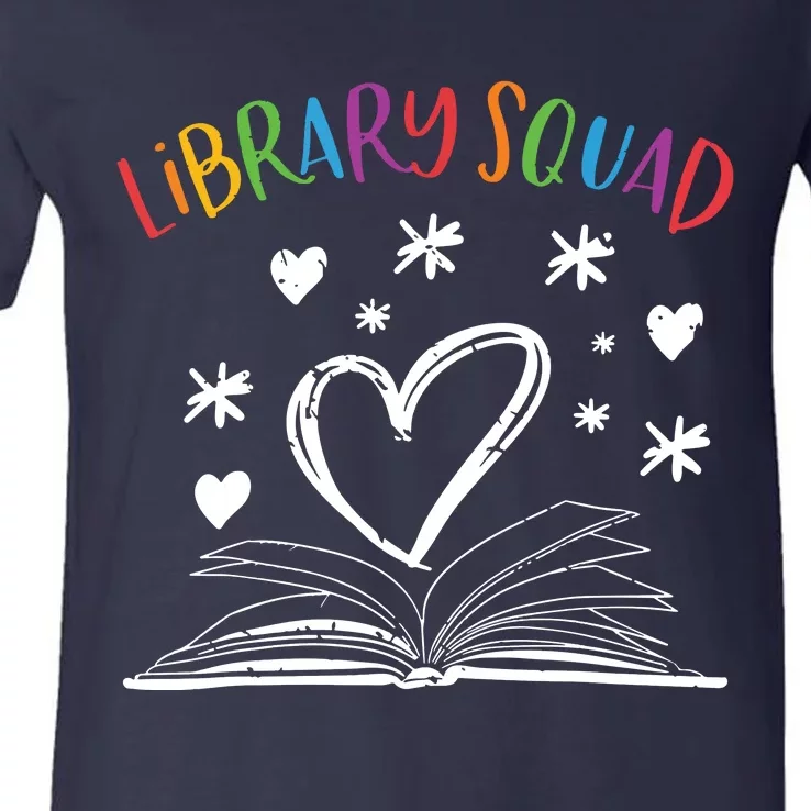 Library Squad Librarian Book Worm Book Lover Gift V-Neck T-Shirt