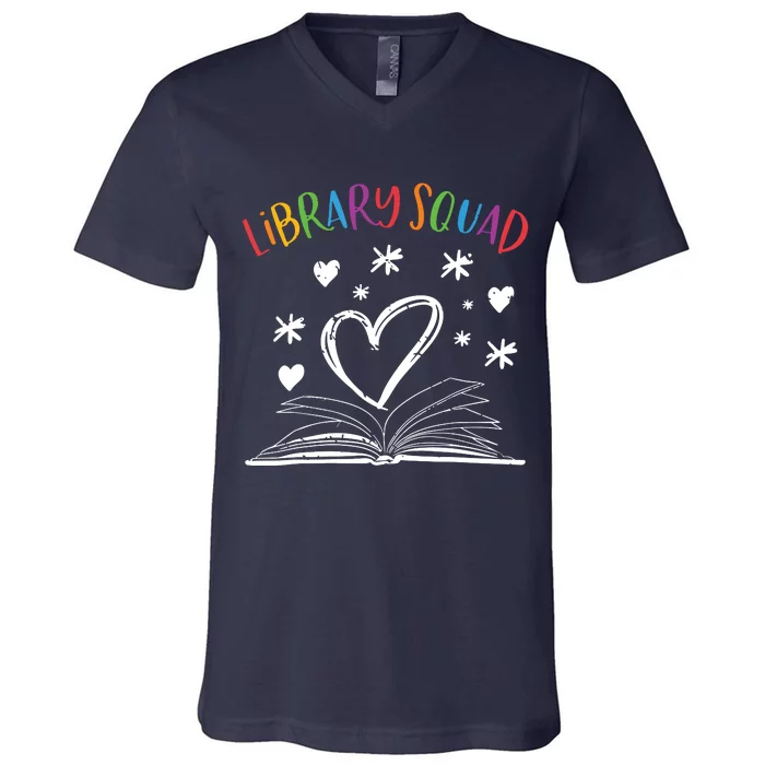 Library Squad Librarian Book Worm Book Lover Gift V-Neck T-Shirt