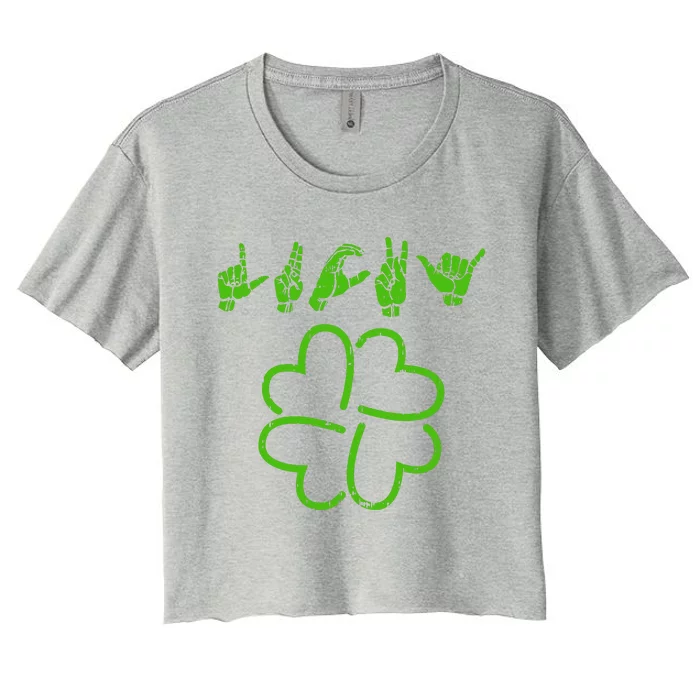 Lucky Sign Language Women's Crop Top Tee