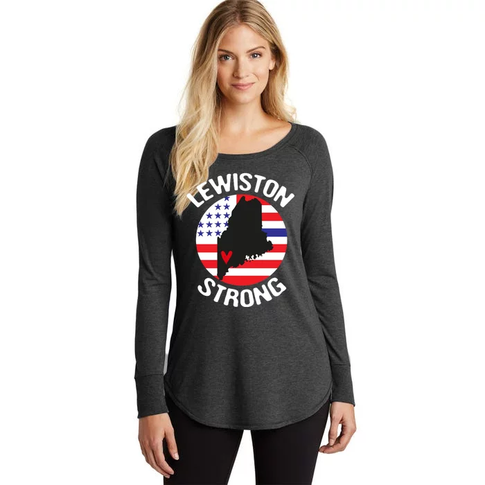 Lewiston Strong Lewiston Map Usa Flag Women's Perfect Tri Tunic Long Sleeve Shirt