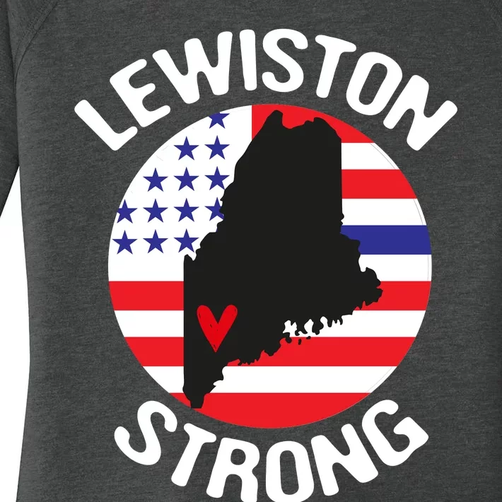 Lewiston Strong Lewiston Map Usa Flag Women's Perfect Tri Tunic Long Sleeve Shirt