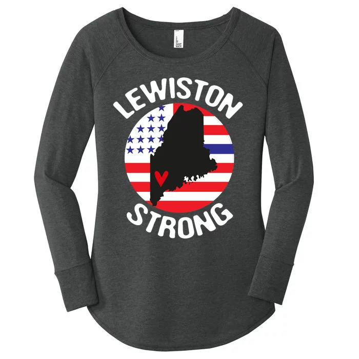 Lewiston Strong Lewiston Map Usa Flag Women's Perfect Tri Tunic Long Sleeve Shirt