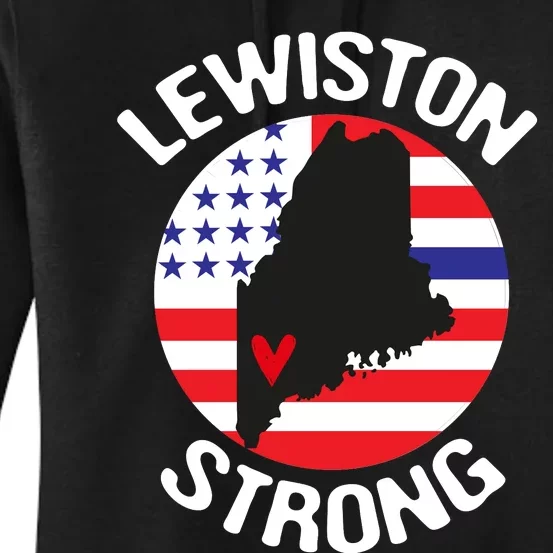 Lewiston Strong Lewiston Map Usa Flag Women's Pullover Hoodie