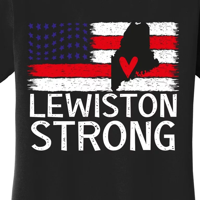 Lewiston Strong Lewiston Map American Flag Women's T-Shirt