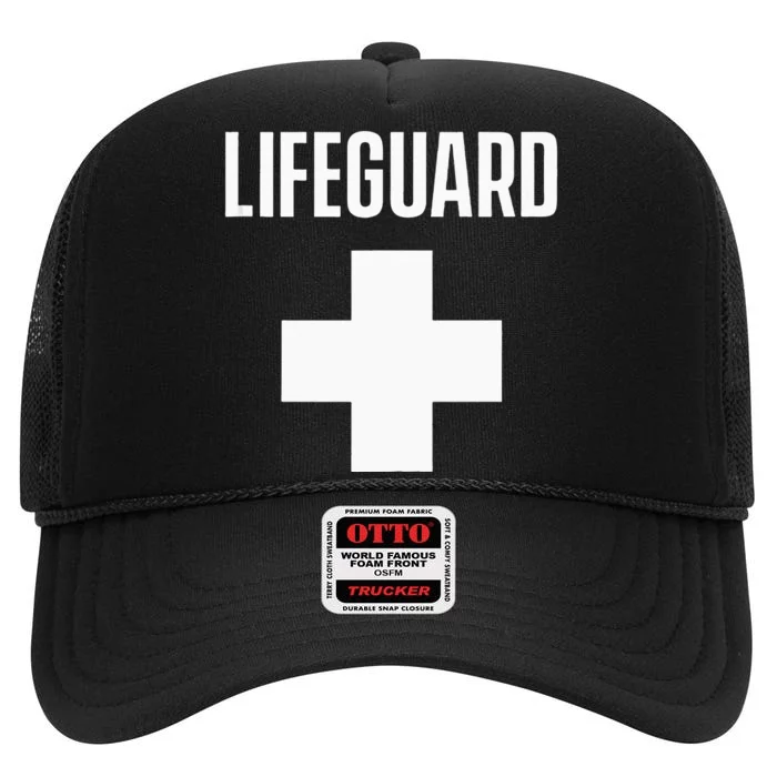 Lifeguard Sayings Life Guard Job High Crown Mesh Trucker Hat