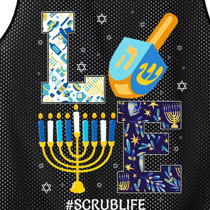 Love Scrub Life Chanukah Jewish Hanukkah Pajama Mesh Reversible Basketball Jersey Tank