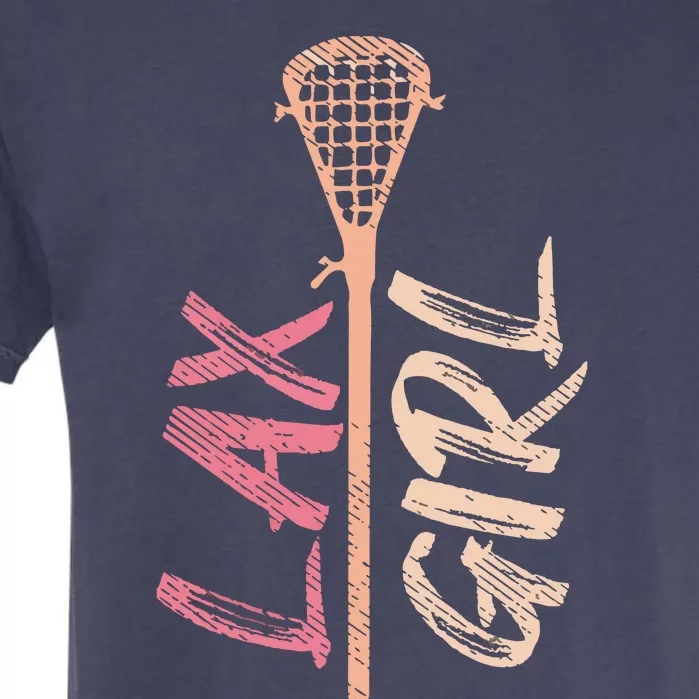 Lacrosse Stick Lax Player Mom Goalie Wife Women Gift Garment-Dyed Heavyweight T-Shirt