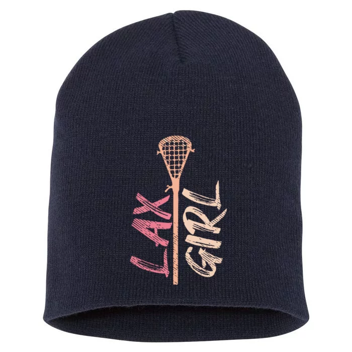 Lacrosse Stick Lax Player Mom Goalie Wife Women Gift Short Acrylic Beanie