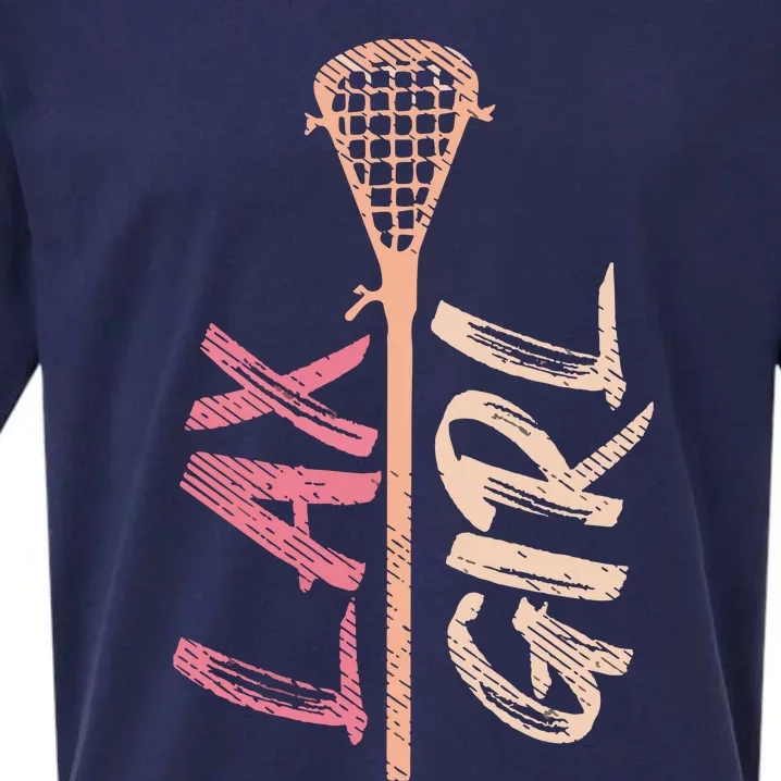 Lacrosse Stick Lax Player Mom Goalie Wife Women Gift Sueded Cloud Jersey T-Shirt