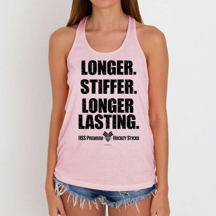 Longer Stiffer Longer Lasting Funny Hockey Stick Gift Women's Knotted Racerback Tank