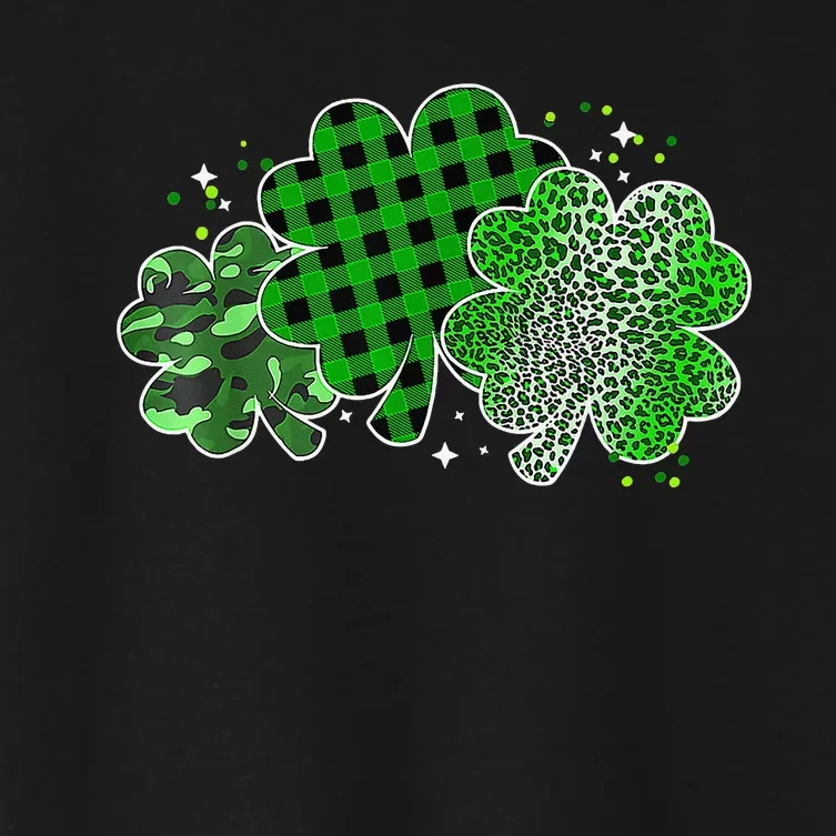 Leopard Shamrock Lucky Charm Irish St Patricks Day Women's Crop Top Tee