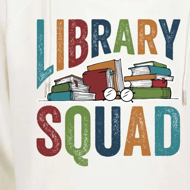 Library Squad Librarian Reader Reading Book Lover Bookworm Gift Womens Funnel Neck Pullover Hood