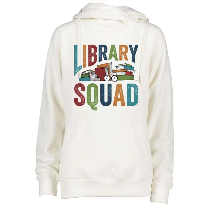 Library Squad Librarian Reader Reading Book Lover Bookworm Gift Womens Funnel Neck Pullover Hood