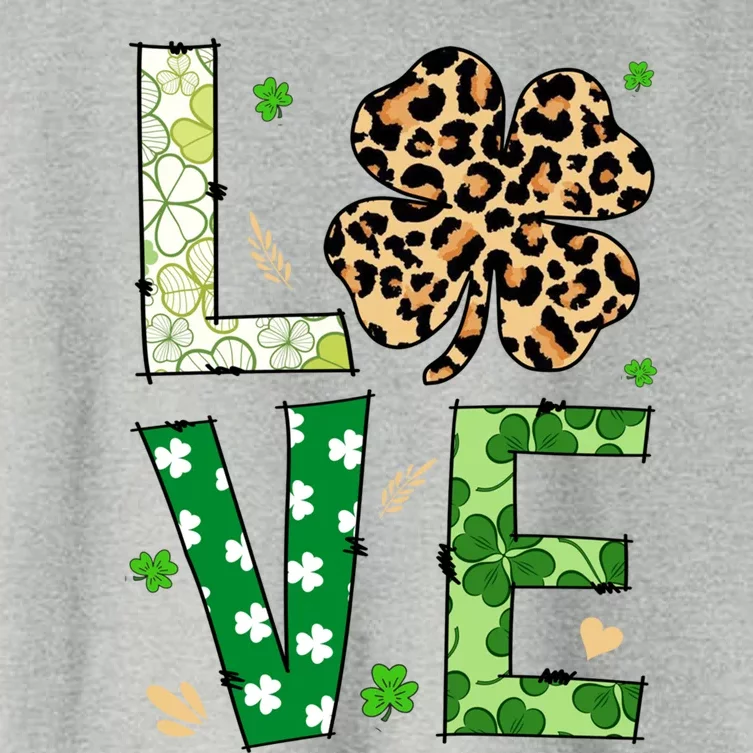 Love Shamrock Leopard Happy St Patrick's Day Funny Gift Women's Crop Top Tee