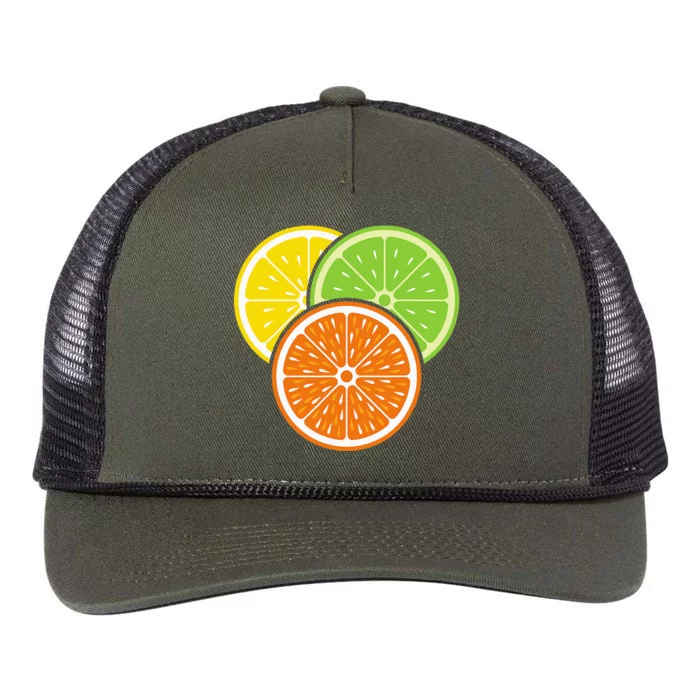 Lemon Slice Lime Orange Citrus Vegan Summer Fruit Retro Rope Trucker Hat Cap