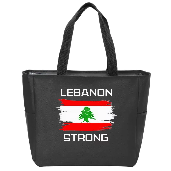 Lebanon Strong Lebanese Flag Souvenir Beirut Cedar Tree Zip Tote Bag