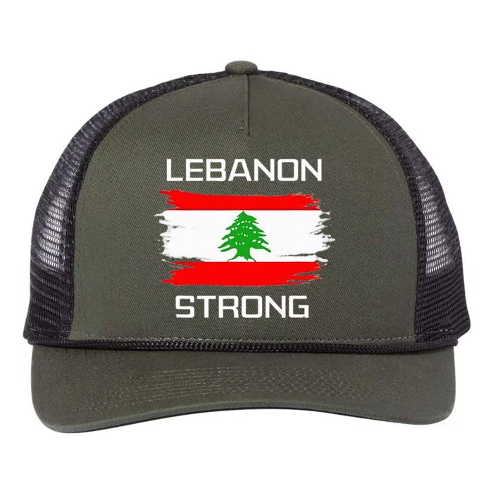 Lebanon Strong Lebanese Flag Souvenir Beirut Cedar Tree Retro Rope Trucker Hat Cap