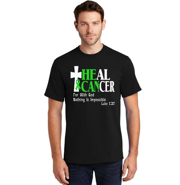 Lymphoma Survivors Lime Green Ribbon He Can Heal Cancer Tall T-Shirt