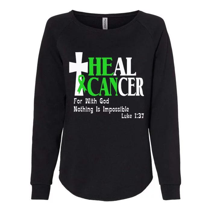 Lymphoma Survivors Lime Green Ribbon He Can Heal Cancer Womens California Wash Sweatshirt