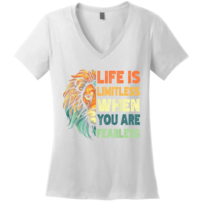 Leo Season Lion Motivational Inspirational Women's V-Neck T-Shirt