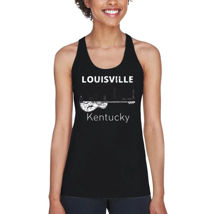 Louisville Souvenir Men Kentucky Lover Music Guitar Women's Racerback Tank