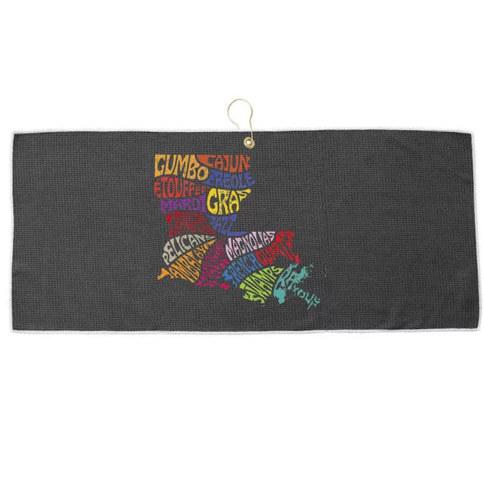 Louisiana State Map Mardi Gras Large Microfiber Waffle Golf Towel