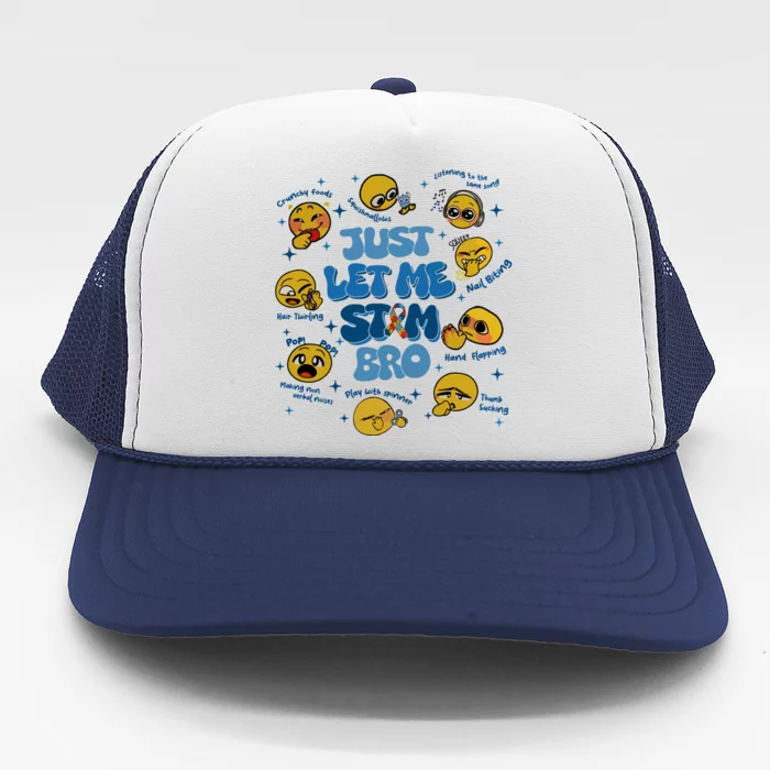 Lassen Sie Mich Bro Autismus Bewusstsein Lustiges Emoji Trucker Hat