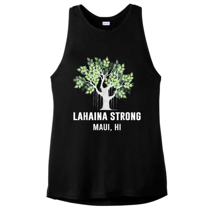 Lahaina Strong Maui Hawaii Old Banyan Tree Ladies Tri-Blend Wicking Tank