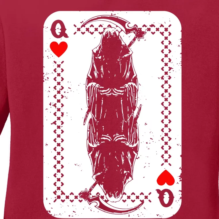 La Santa Muerte Mexico Skeleton Poker Card Death Queens Ladies Long Sleeve Shirt