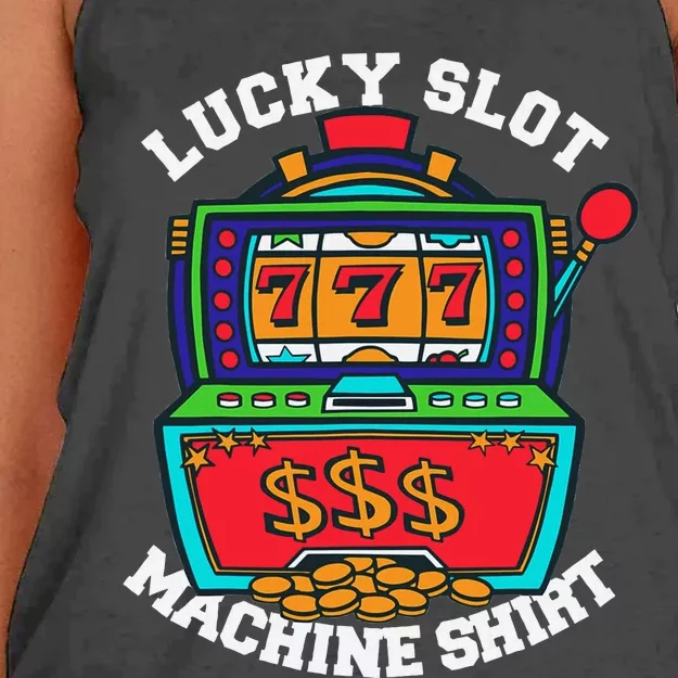 Lucky Slot Machine Casino Las Vegas Gambling Women's Knotted Racerback Tank