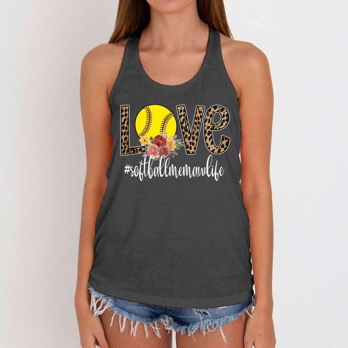 Love Softball Memaw Life Softball Player Memaw Gift Women's Knotted Racerback Tank