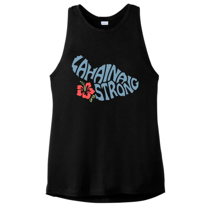 Lahaina Strong Maui Hawaii Shape Maui Hawaii Strong Maui Wildfire Lahaina Ladies Tri-Blend Wicking Tank