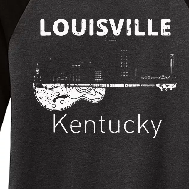 Louisville Souvenir Men Kentucky Lover Music Guitar Women's Tri-Blend 3/4-Sleeve Raglan Shirt