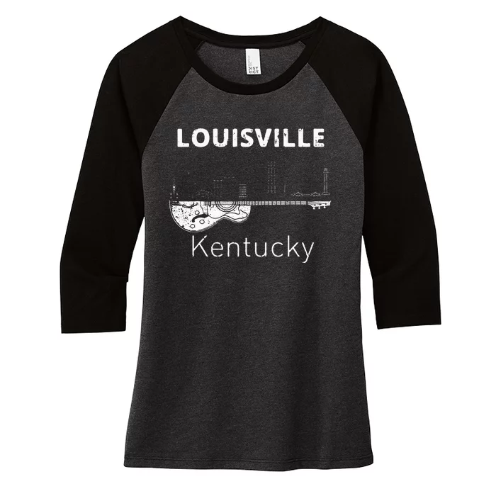 Louisville Souvenir Men Kentucky Lover Music Guitar Women's Tri-Blend 3/4-Sleeve Raglan Shirt