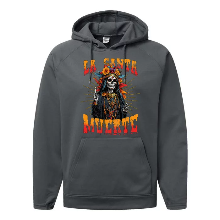 La Santa Muerte Sugar Skull La Catrina Cinco De Mayo Performance Fleece Hoodie