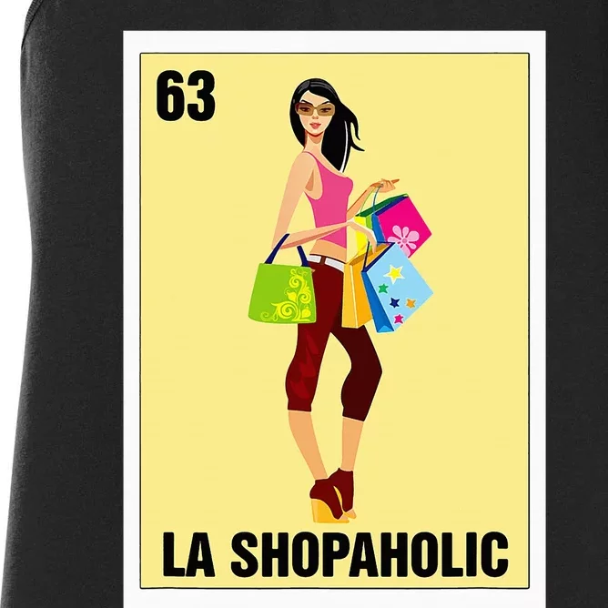 La Shopaholic Mexican Bingo Card Game Shopping Lover Shop Women's Racerback Tank