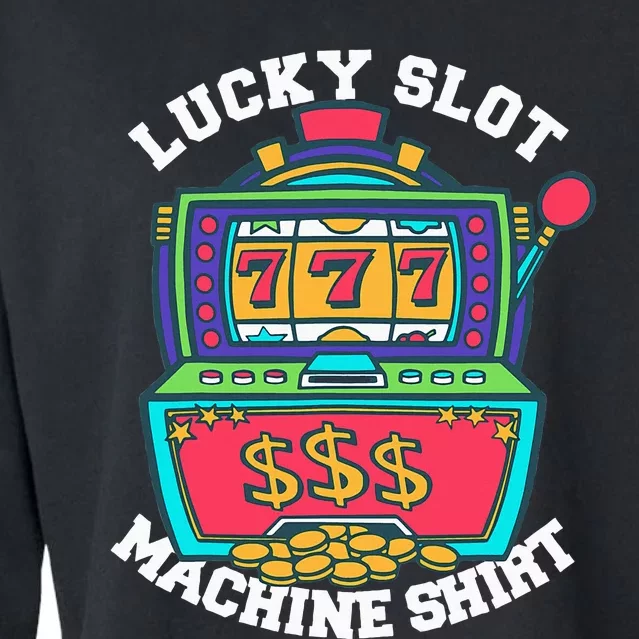 Lucky Slot Machine Casino Las Vegas Gambling Cropped Pullover Crew