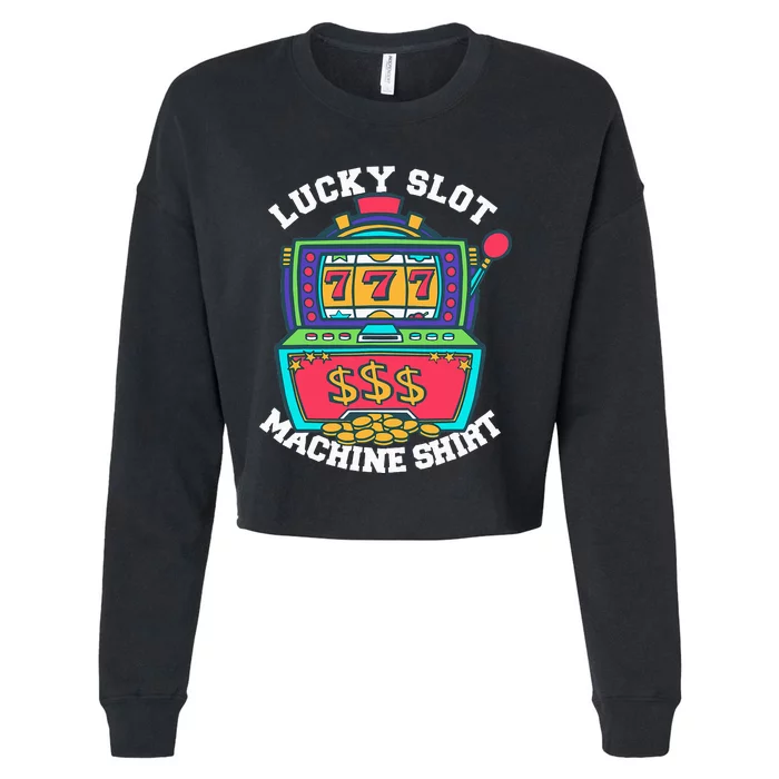 Lucky Slot Machine Casino Las Vegas Gambling Cropped Pullover Crew